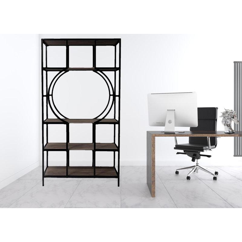 68" Black Open Back Four Tier Bookcase With Manufactured Wood Frame