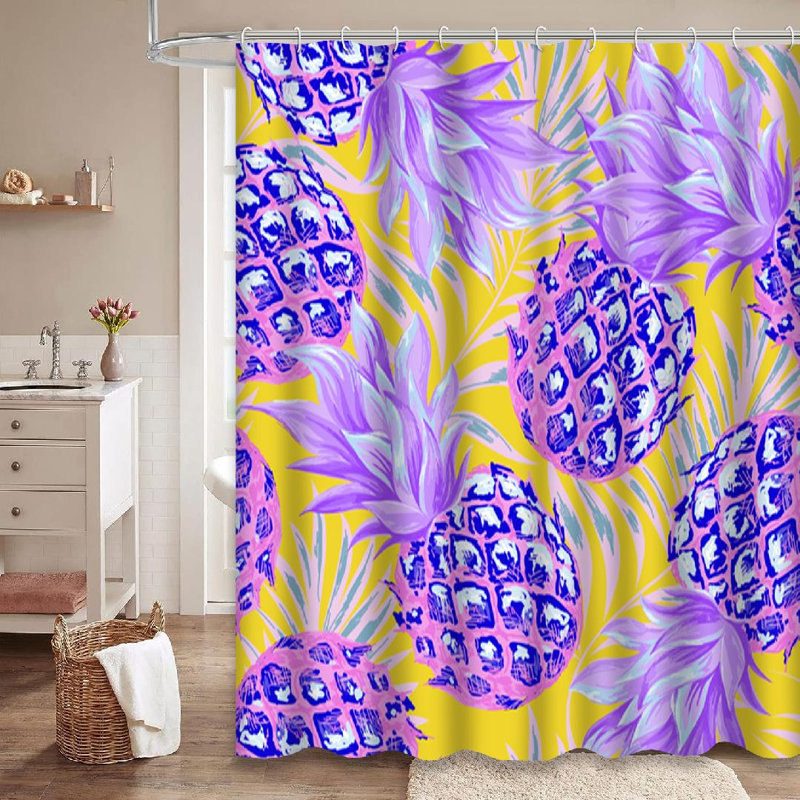 Rideau de douche avec 12 crochets Pineapple, L 72 po x l 84 po
