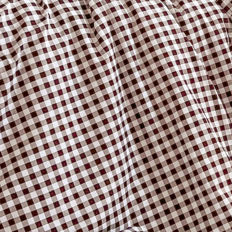 Ensemble d'édredon en microfibre prélavée Gingham, Édredon simple + 1 taie d'oreiller, Vichy écossais brun