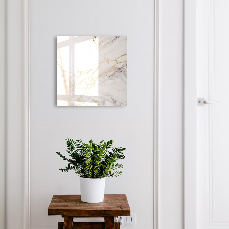 Key box for wall, Opens to the right, 30x30x5, White, White surface with yellow patterns, 