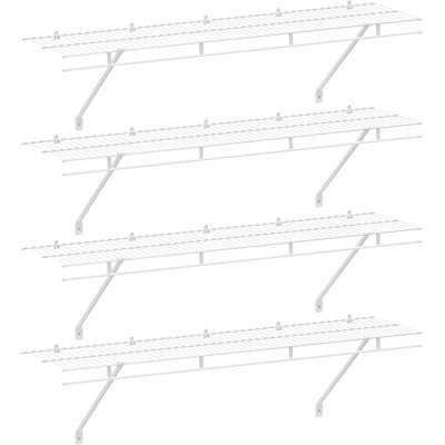 Closet Shelves Wall Mounted 4-Pack, 4 Ft X 12In White Wire Shelving For Laundry Room, Closet, Basement Organization And Storage