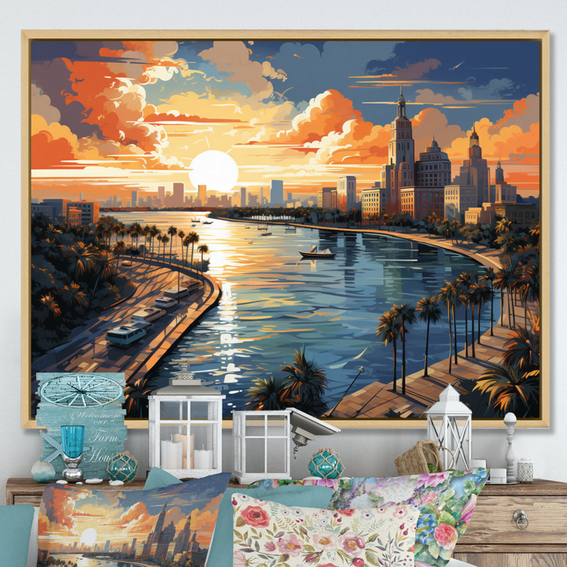 Sunshines State Miami II, H 34 po x l 44 po x P 1,5 po, Cadre naturel flottant