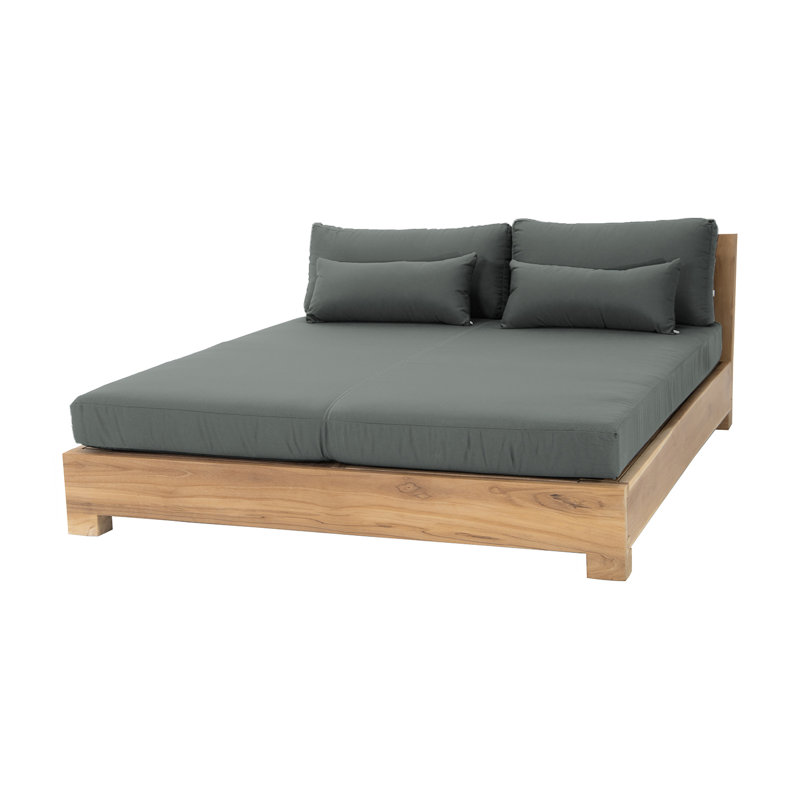 Huntington 64'' Wide Teak Patio Daybed with Cushions, Canvas Regatta Sunbrella® Canvas