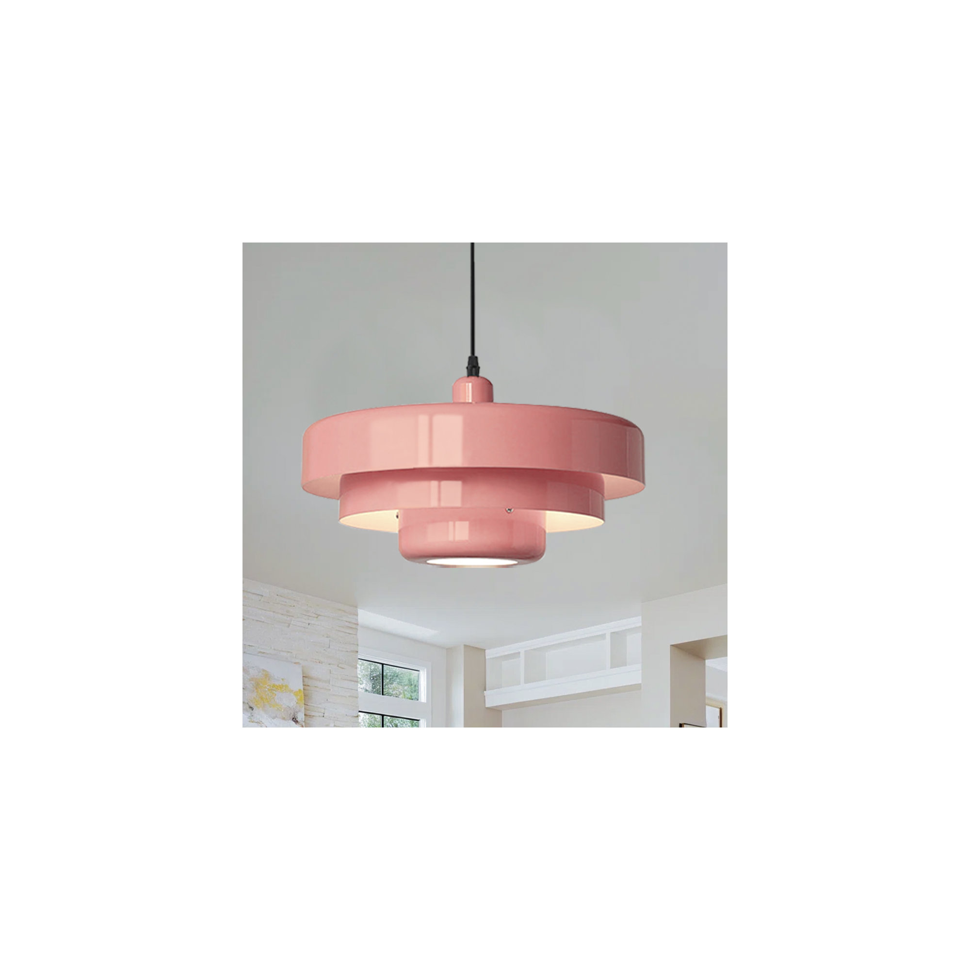 Epone 0 Light Iron Pendant, Pink