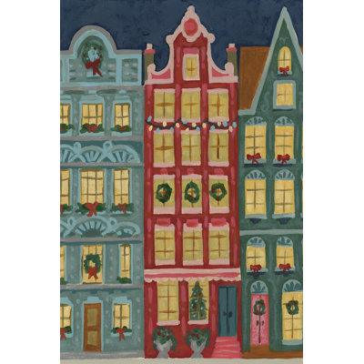 Tayson Holiday Houses I by June Erica Vess - Wrapped Canvas Print