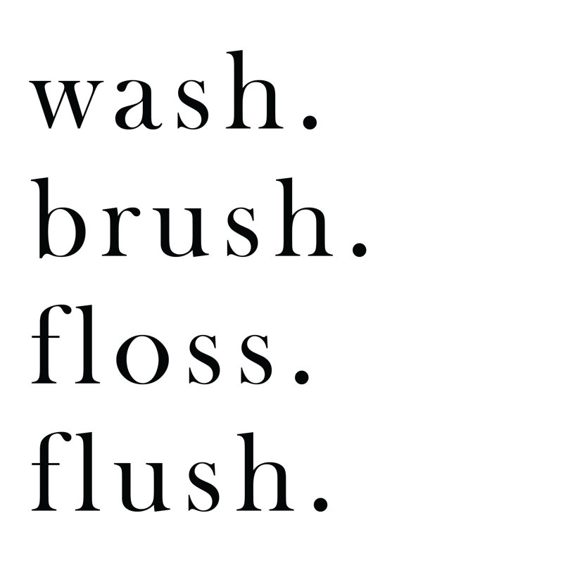 Wash Brush Floss Flush - Wrapped Canvas Print, 30cm H x 30cm W x 3.8cm D