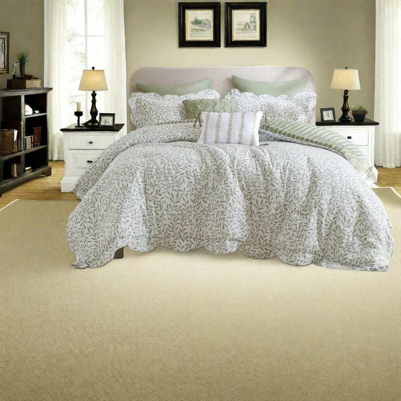 Ensemble de literie pour grand lit douillet en polyester doux vert sauge pour la maison