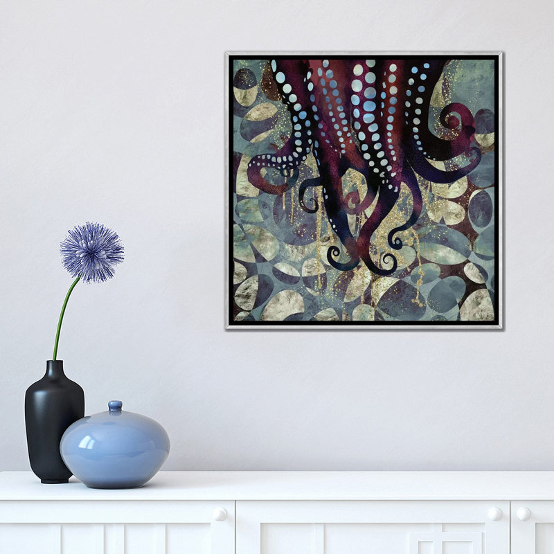 «Metallic Ocean II», reproduction d'impression, 18" H x 18" W x 1.5'' D, Pas de tapis, Silver Framed