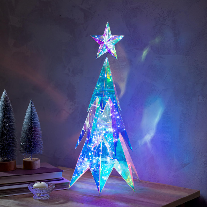 Décoration de table arbre de Noël DEL en plastique irisé, 21 po H