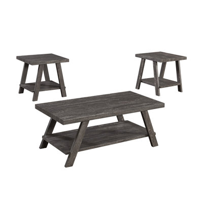 3PC Coffee Table Set Coffee Table And 2 End Tables Built-In Storage Shelf Contemporary Living Room Home