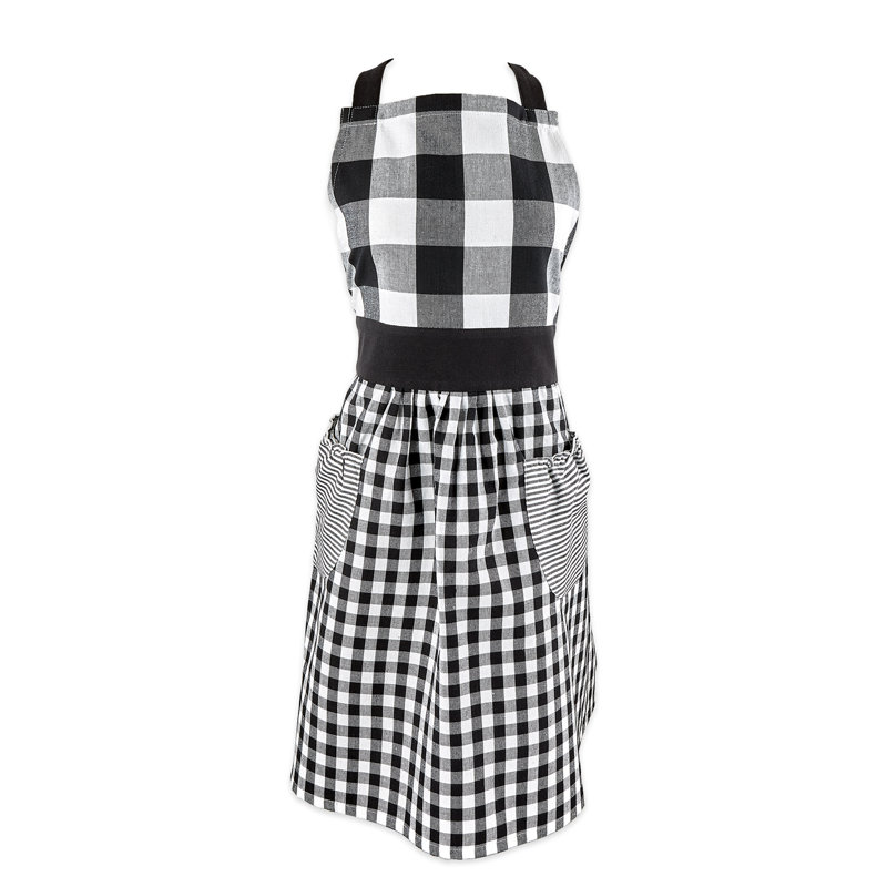 Fairley Plaid Bib Apron, Black/White
