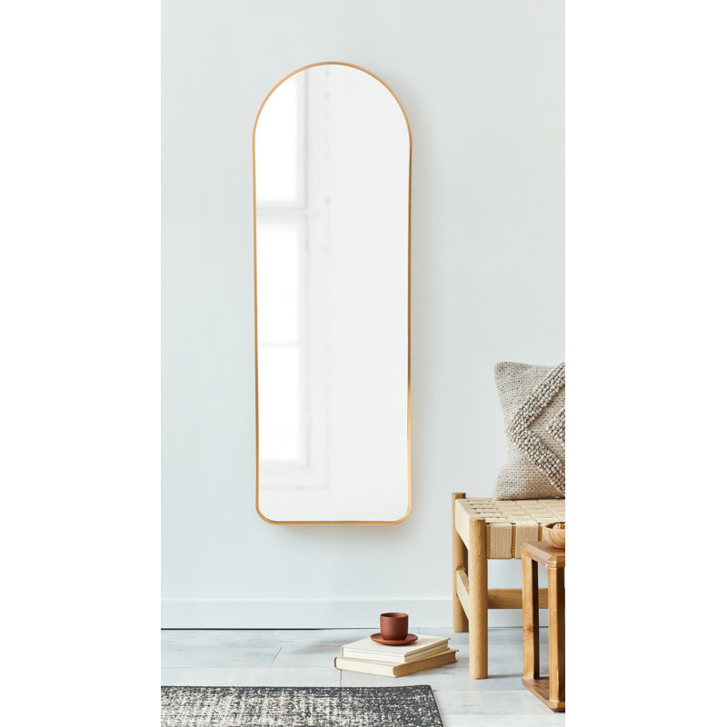 Anacleta Metal Arch Mirror, 48" x 16", Gold