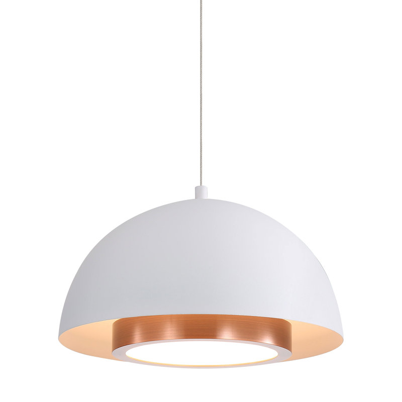 Luminaire suspendu DEL Solsken avec cuivre vieilli, H 14 po x l 7,13 po x P 7,13 po, Blanc sable, 8 W