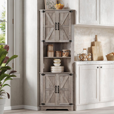 68.9" Tall Farmhouse Style Corner Cabinet