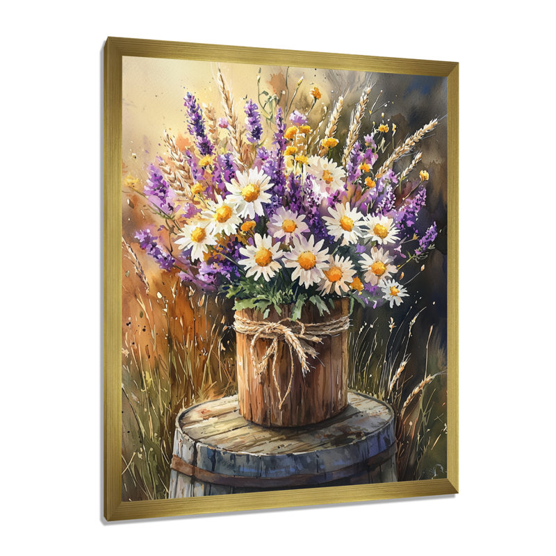 Napolitano - impressions sur toile florales, H 32 po x l 16 po, Reproduction encadrée d'une seule photo, Doré