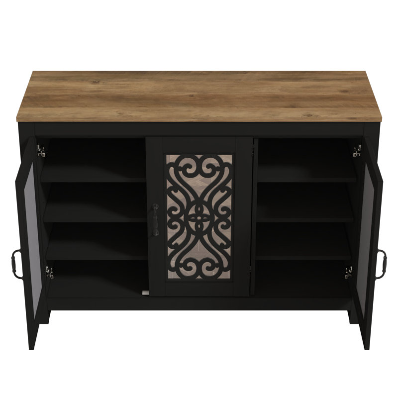 Ariba 16 Pair Shoe Storage Cabinet, Black/Brown