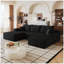 Canapé modulaire 107 po en velours côtelé noir avec 1 repose-pieds, canapé en U moderne, aucun assemblage requis-131579462