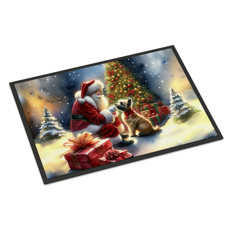 Paillasson Cairn Terrier and Santa Claus, L 18 po x L 27 po