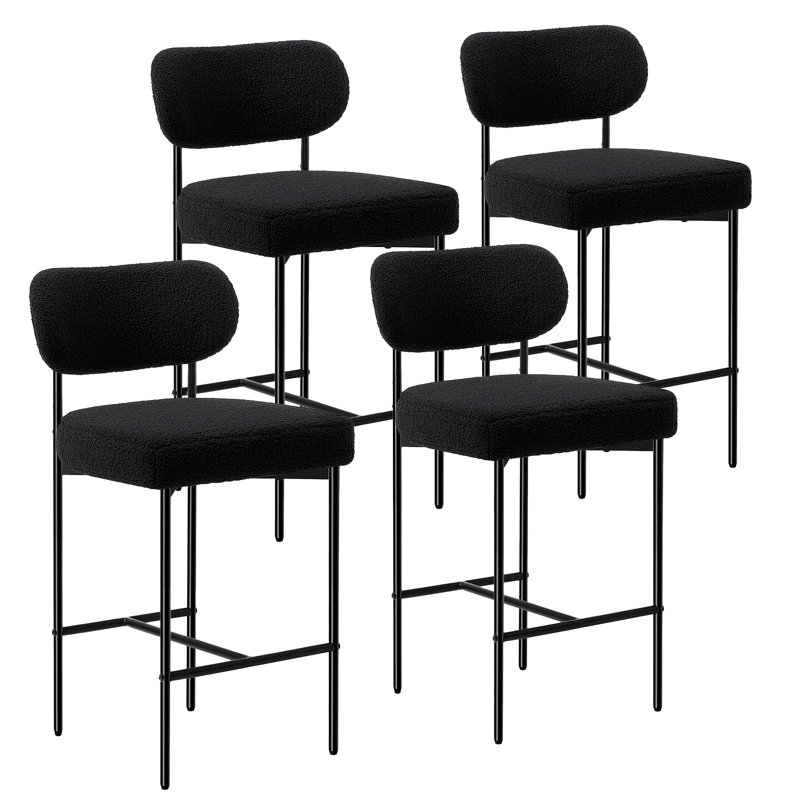 Osborne 26" H Upholstered Bar Stools Counter Height Bar Stools With Adjustable Foot Pads, 4, Black