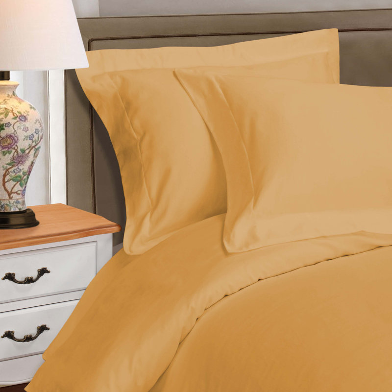 Ensemble de housse de couette 3 pièces Arling, Doré, Housse de couette double / grand + 2 taies décora
