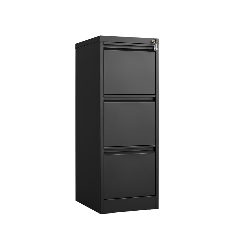 3 Drawer Office Cabinet With Lock - Metal, Scratch, Fits Multiple File Sizes, Quiet Working Environment 3 Metal Filing For Use Construction, Lockable, Letter/A4/Legal Size Files, Tilt Feature