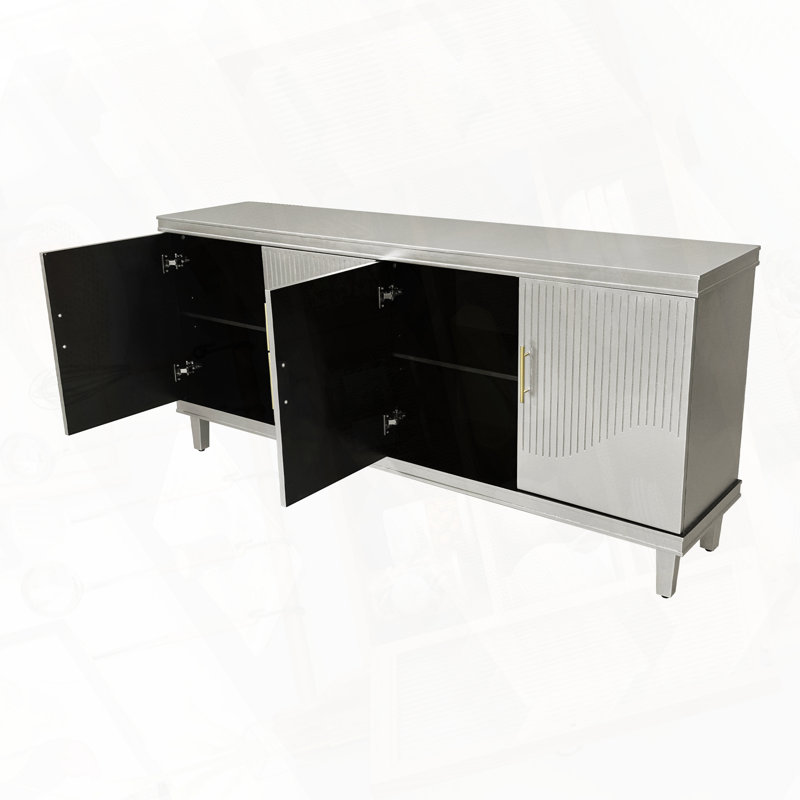 Grande armoire pratique à 4 portes avec capacité de charge élevée, Champagne