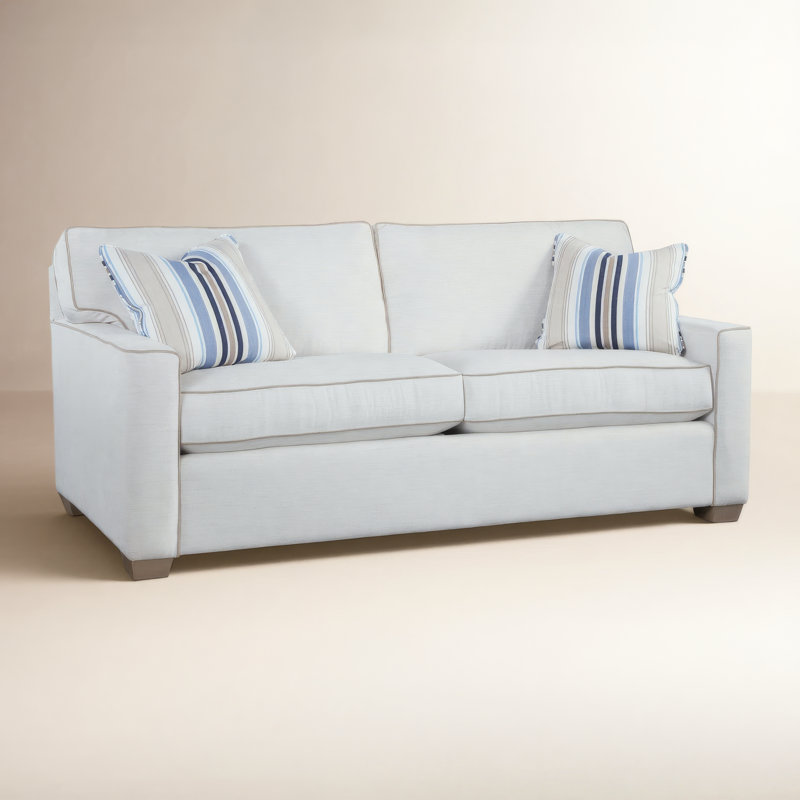 Frye 81'' Sleeper Sofa, Gel Memory Foam Mattress, Havana, Blue Chenille/Velvet Solid; 0809-63