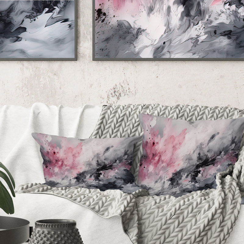 Coussin Evolving In Pink Grey, 18" x 18"