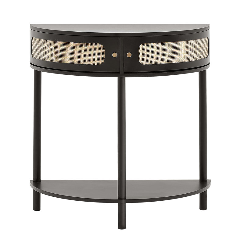 Half-moon Console Table 2 Storage Drawers Rattan Sliding