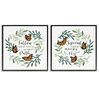 Spread Your Wings and Follow Path, ensemble de 2 giclées encadrées, design par Elizabeth Tyndall