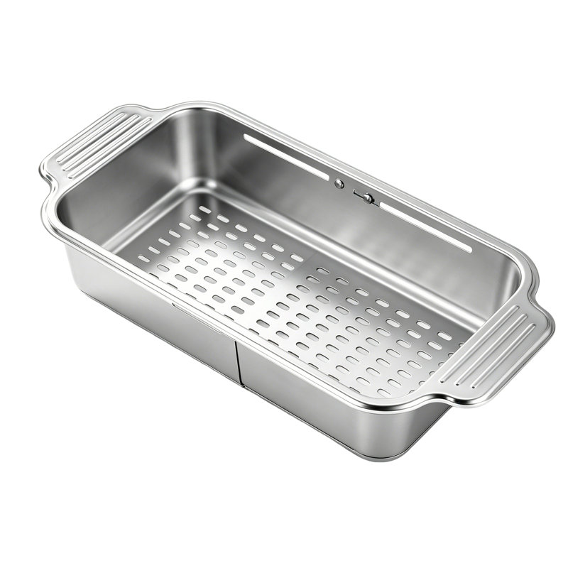 Passoire extensible en acier inoxydable, panier à drain télescopique réglable, crépine d'évier de cuisine multifonctionnelle pour le lavage des légumes, la vidange et le rangement des aliments