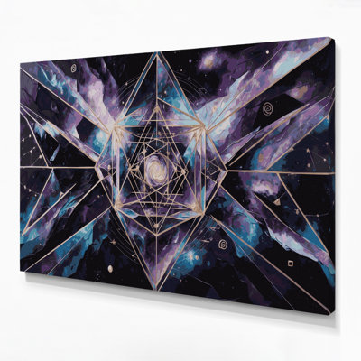 Space Geometric galaxy designs Purple Canvas Wall Art