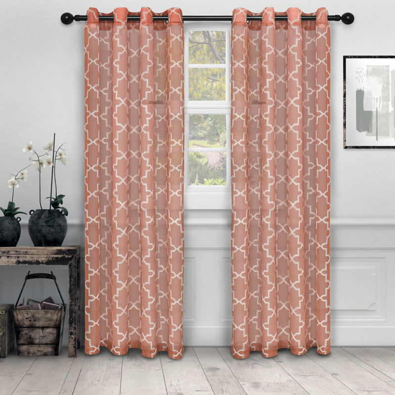Steinbeck Semi Sheer Curtain Pair, 52" W x 84" L, Navy Blue
