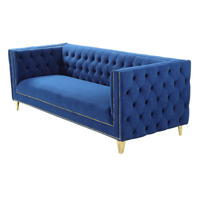 Raschid 86'' Velvet Rolled Arm Chesterfield Sofa -  Mercer41, 0137B6DE7196417D91D4A2218823F9AD