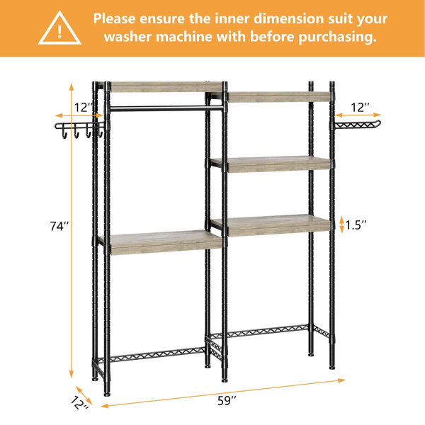 Loomie Over The Washer and Dryer Storage Shelf, Laundry Room Organization  Shelves, 5 Tiers Adjustable Height Shelving,Bathroom Space Saving Drying