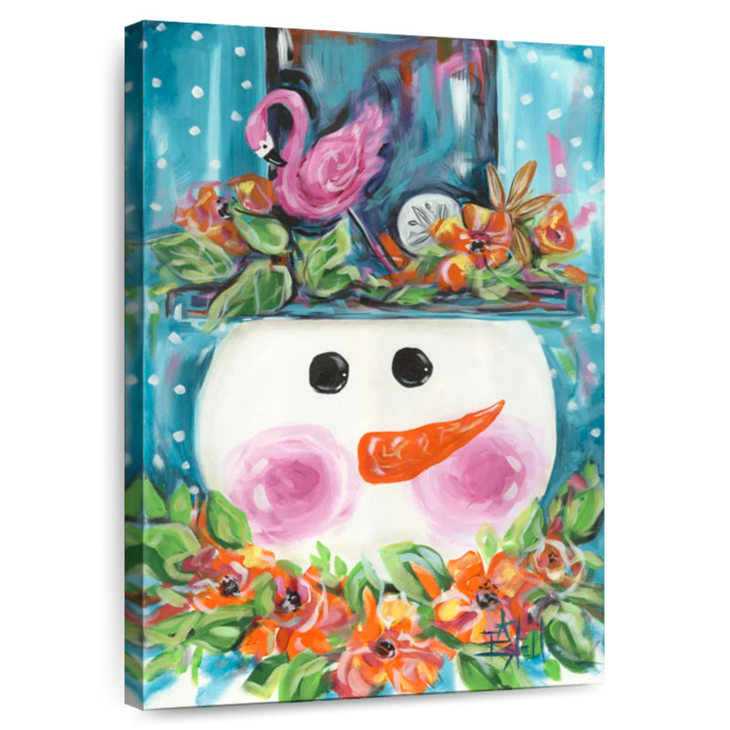 Lelend Snowman With Flamingo Hat, 45" H x 30" W