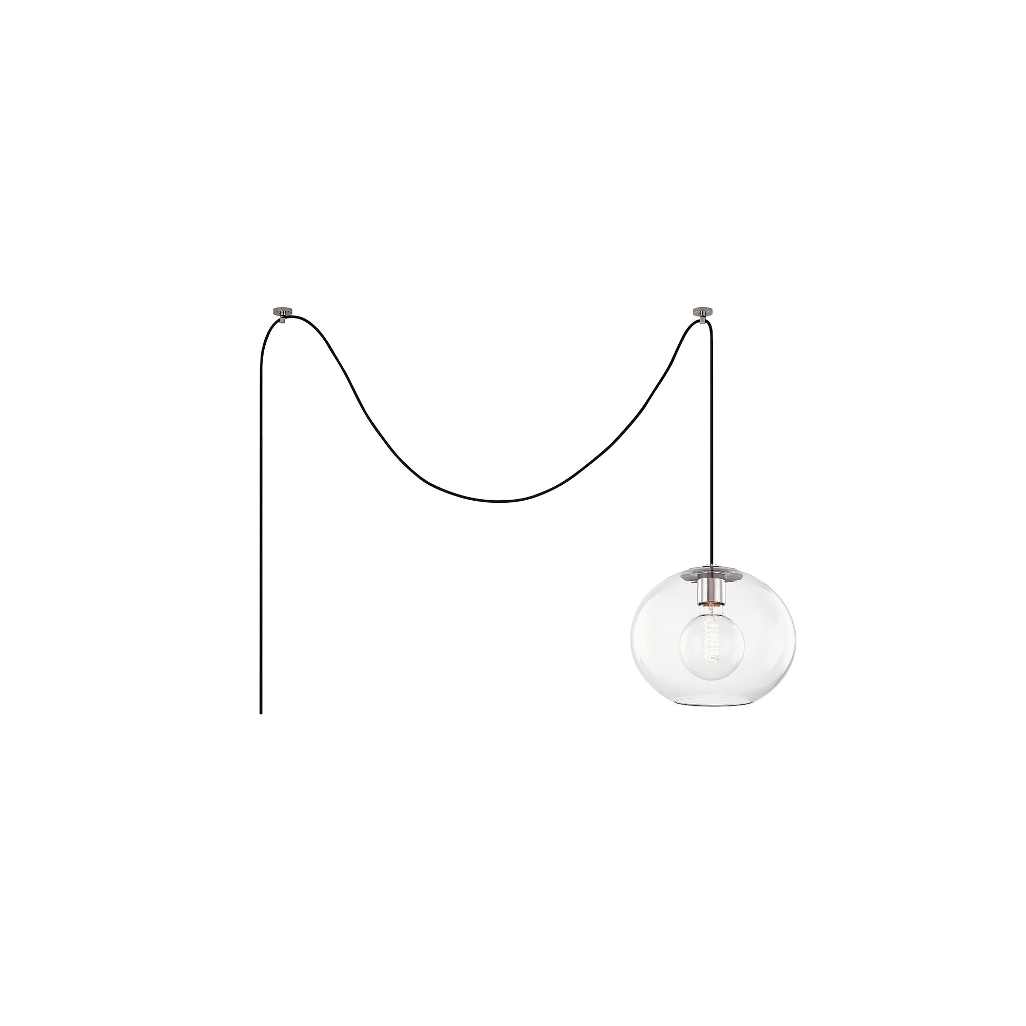 Margot 1 Light Pendant, Polished Nickel, 10.5" H x 12.25" W x 12.25" D