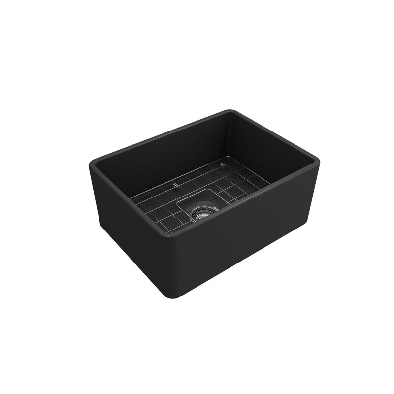 24'' L Fireclay Kitchen Sink, Matte Dark Gray