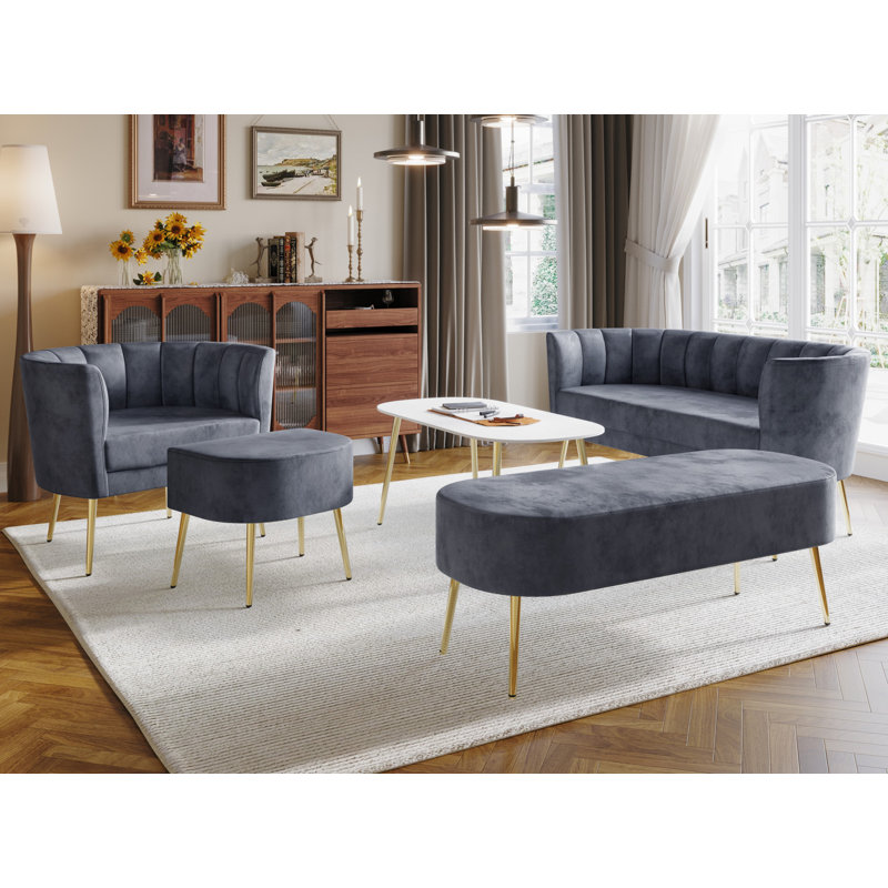 5 - Piece Velvet Living Room Set