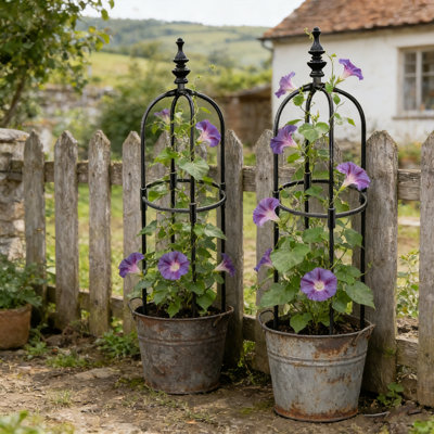 2 treillis obélisque de jardin, treillis de jardin de 90 cm de hauteur pour plantes grimpantes d'extérieur, pour plantes grimpantes et supports à fleurs, support pour plantes d'intérieur en pot