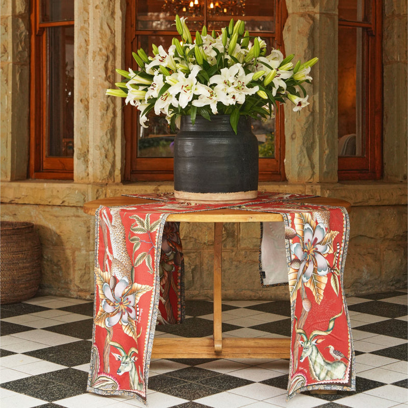Table Runner - Pangolin Park - Small, Royal Red, 94'' L x 16'' W