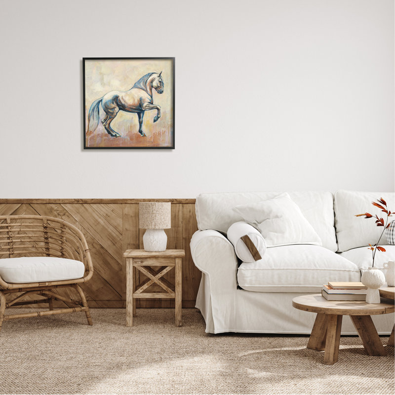 Stupell Industries, étalon cabré moderne, estampe numérique de Liz Sunridge, Giclée encadrée noir minuit