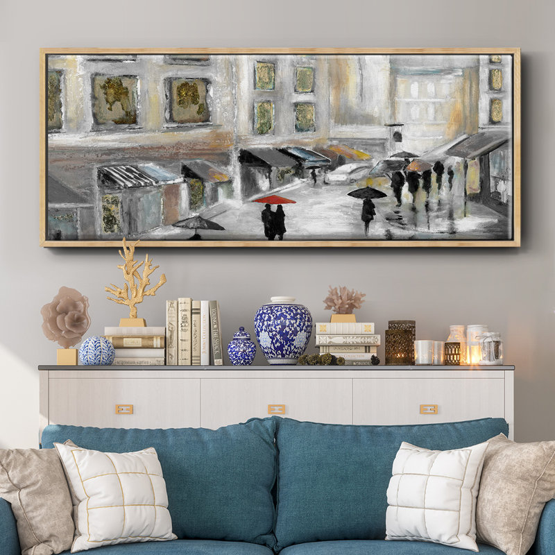 Sunday Market- Framed Canvas, 8" H x 20" W
