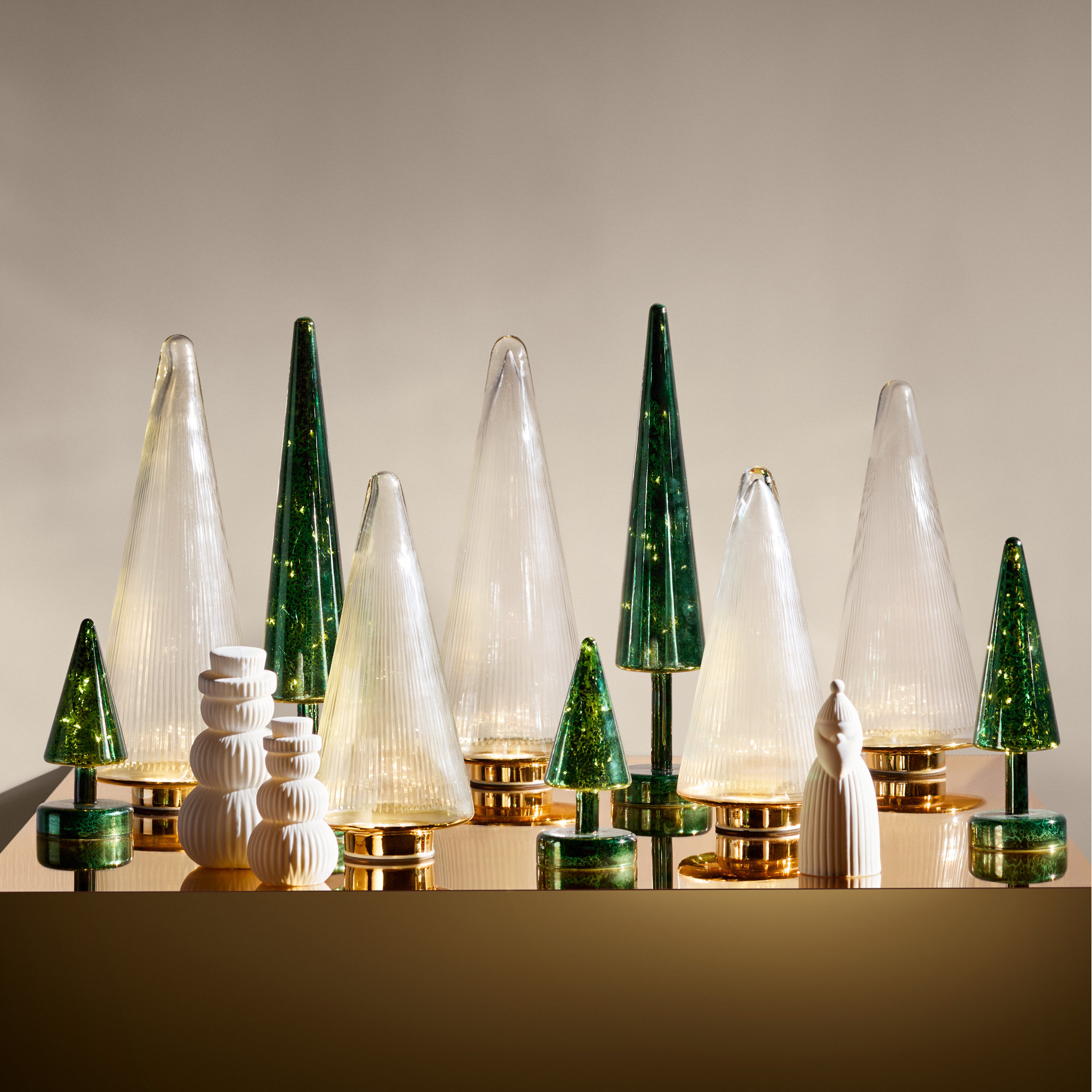 Sparkle Cone LED Trees, Set of 2, 18" H x 3.5" W x 3.5" D, Green