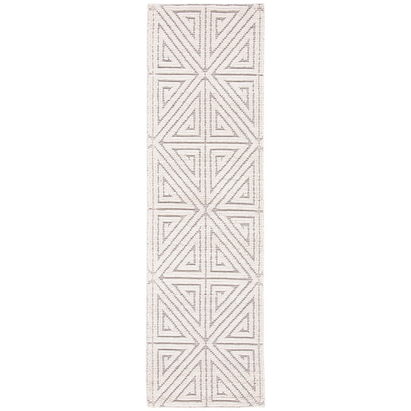 Scheller Natural Fiber Hand Woven Viscose/Cotton Geometric Rug in Gray/Ivory, Runner 2'3" x 8'