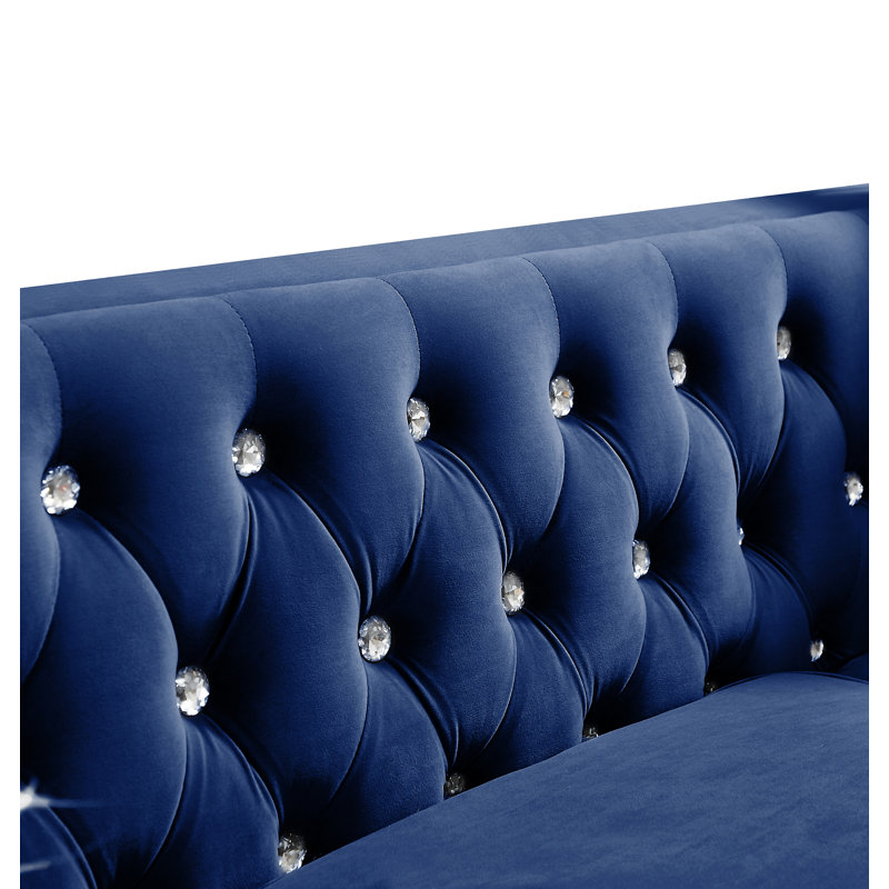 Upholstered 60'' Loveseat, Navy 100% Polyester