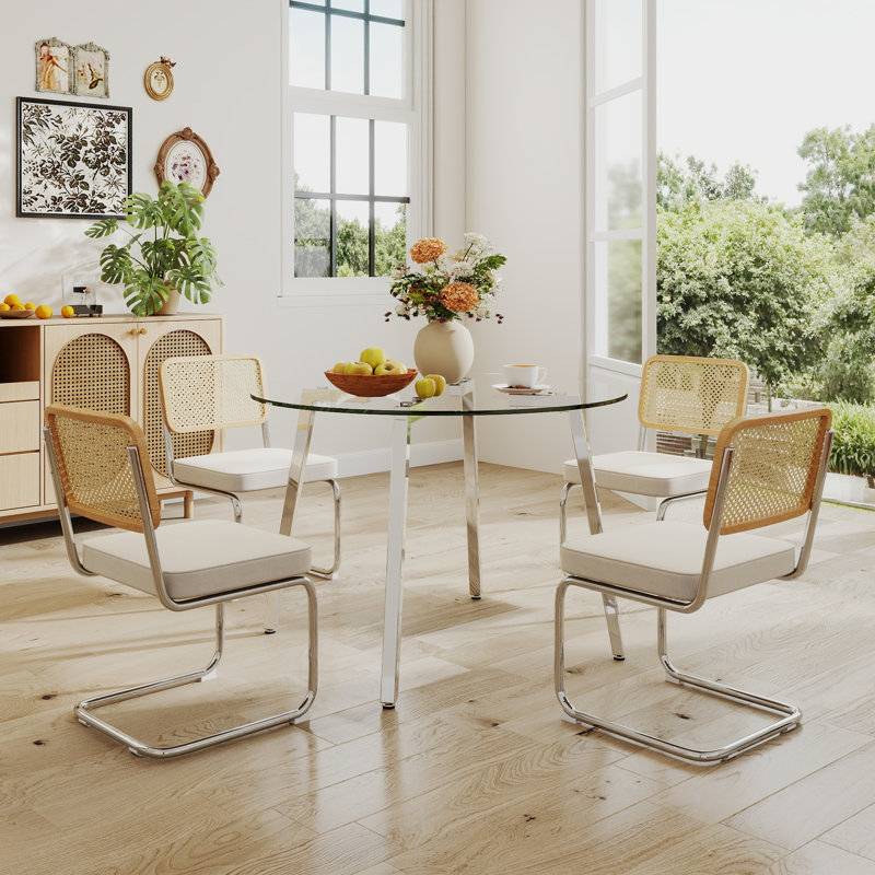 Ensemble de salle à manger 5 pièces, H 29,5 po x L 36 po x l 36 po, Beige