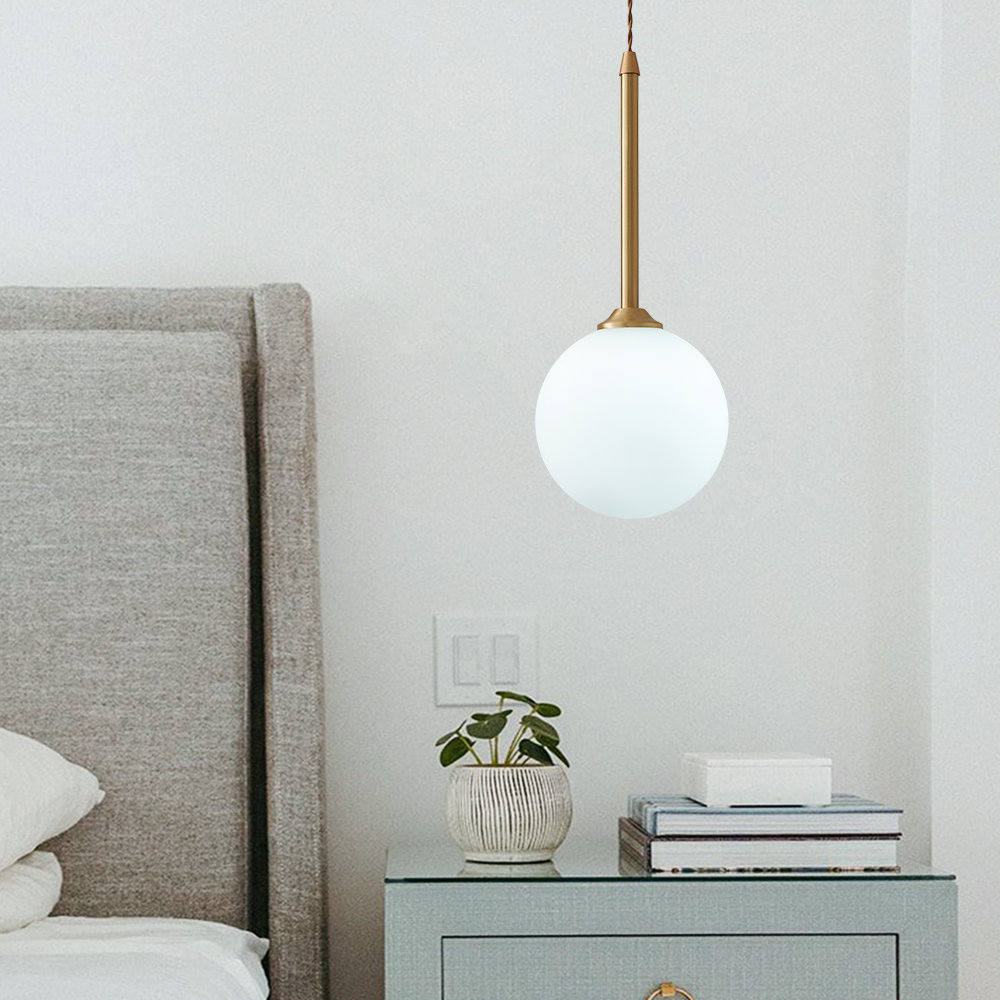 1-Light Opal Glass Globe Pendant Light