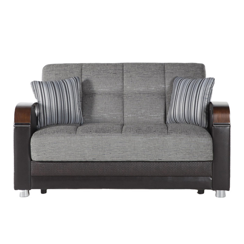 Kevian 61.4'' Upholstered Convertible Sofa, Gray 100% Polyester