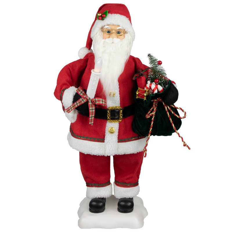 24-Inch Animated Santa Claus with Lighted Candle Musical Christmas Figure